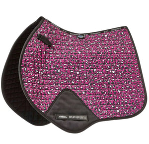 Weatherbeeta Pony PURPLE LEOPARD print Jump Saddle Pad & Fluffy Brushing Boots