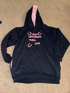 Just Cantering Thru Life Hoodie - Ladies Medium - Horse Equestrian