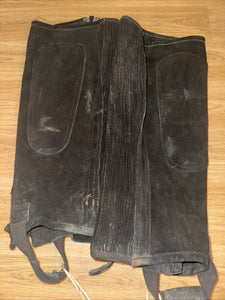 Black Suede Half Chaps - Size XXL - Free Post