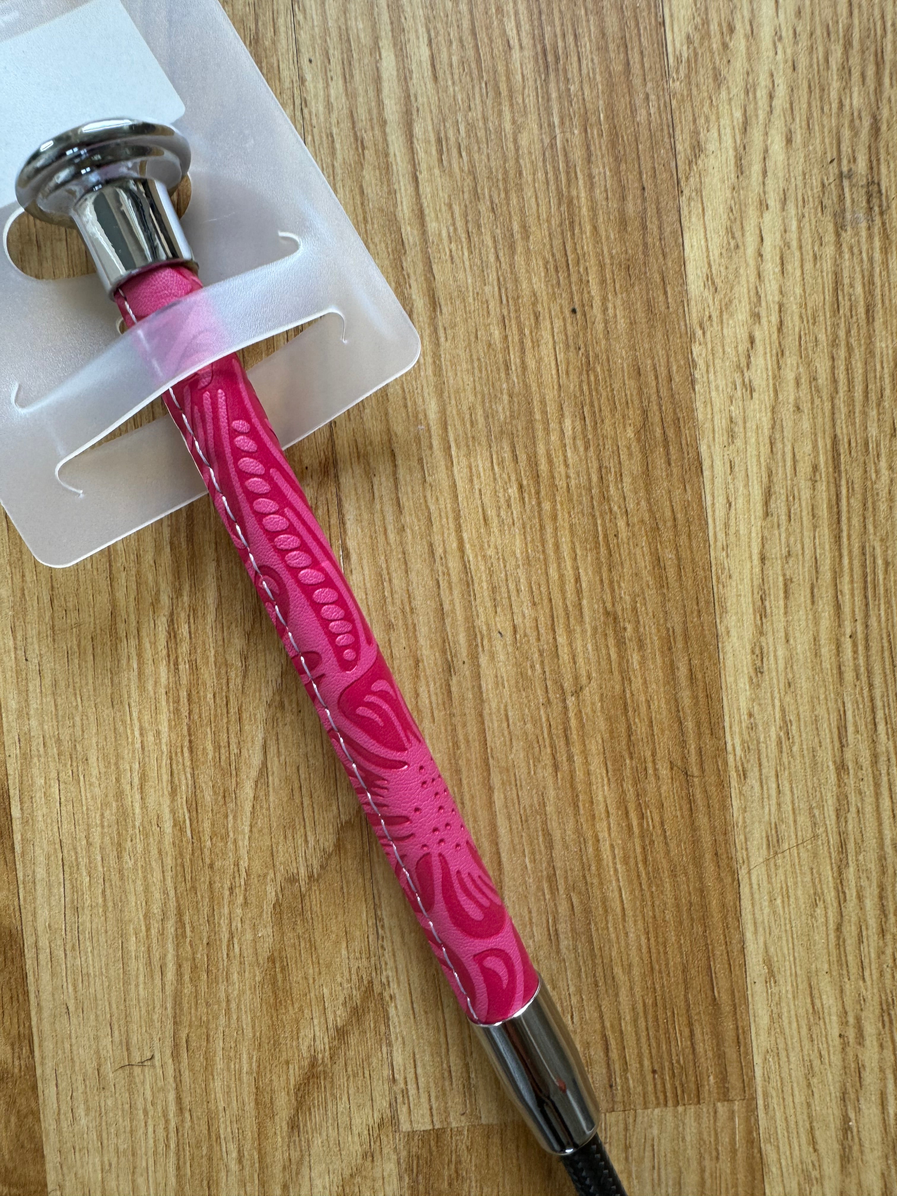 Dublin Pink Embossed Fancy Horse Riding Whip / Free Postage