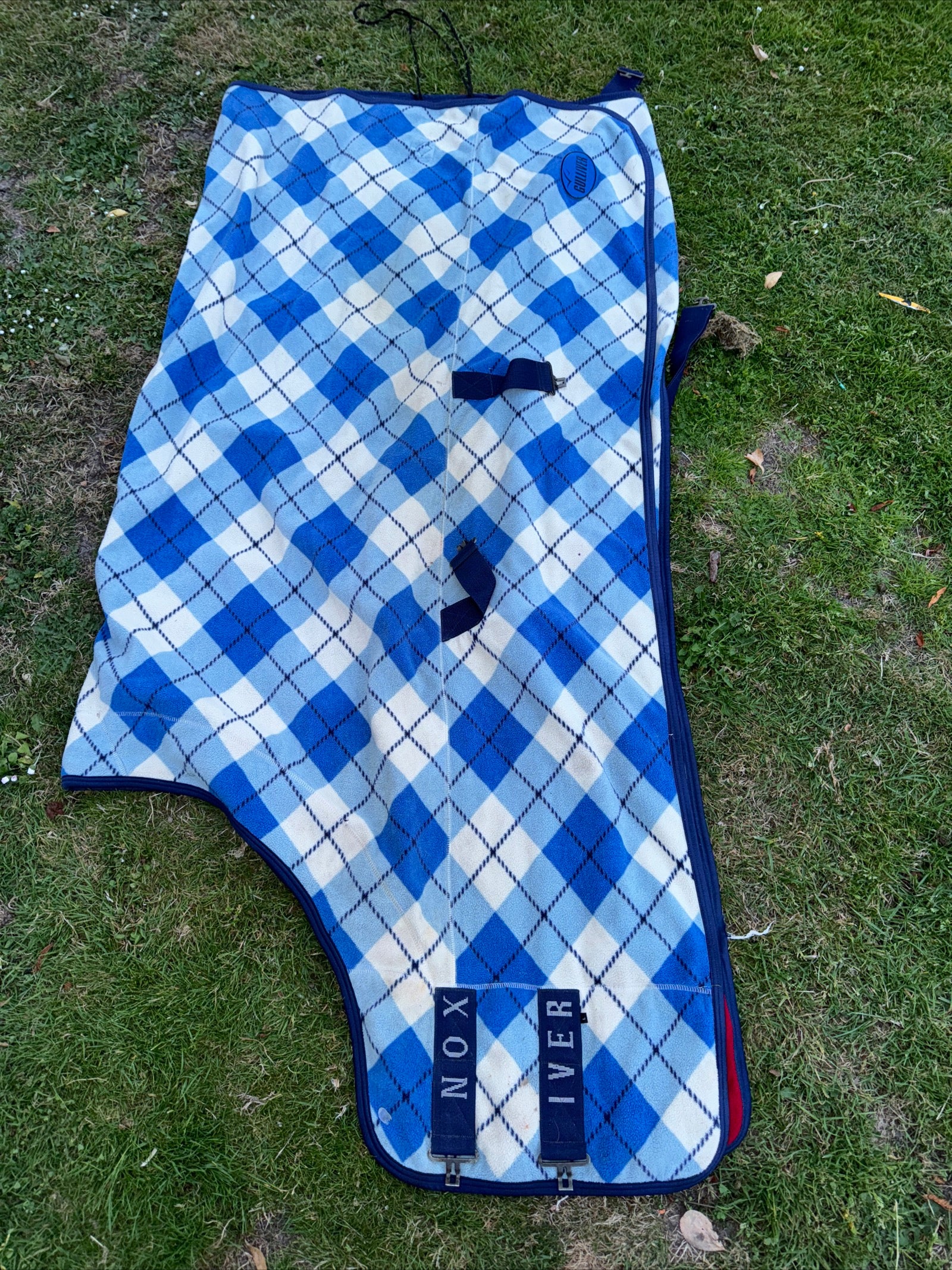 Equinox Gulliver Blue Check Fleece Rug - Size Large 5’9