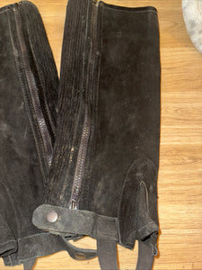 Black Suede Half Chaps - Size XXL - Free Post