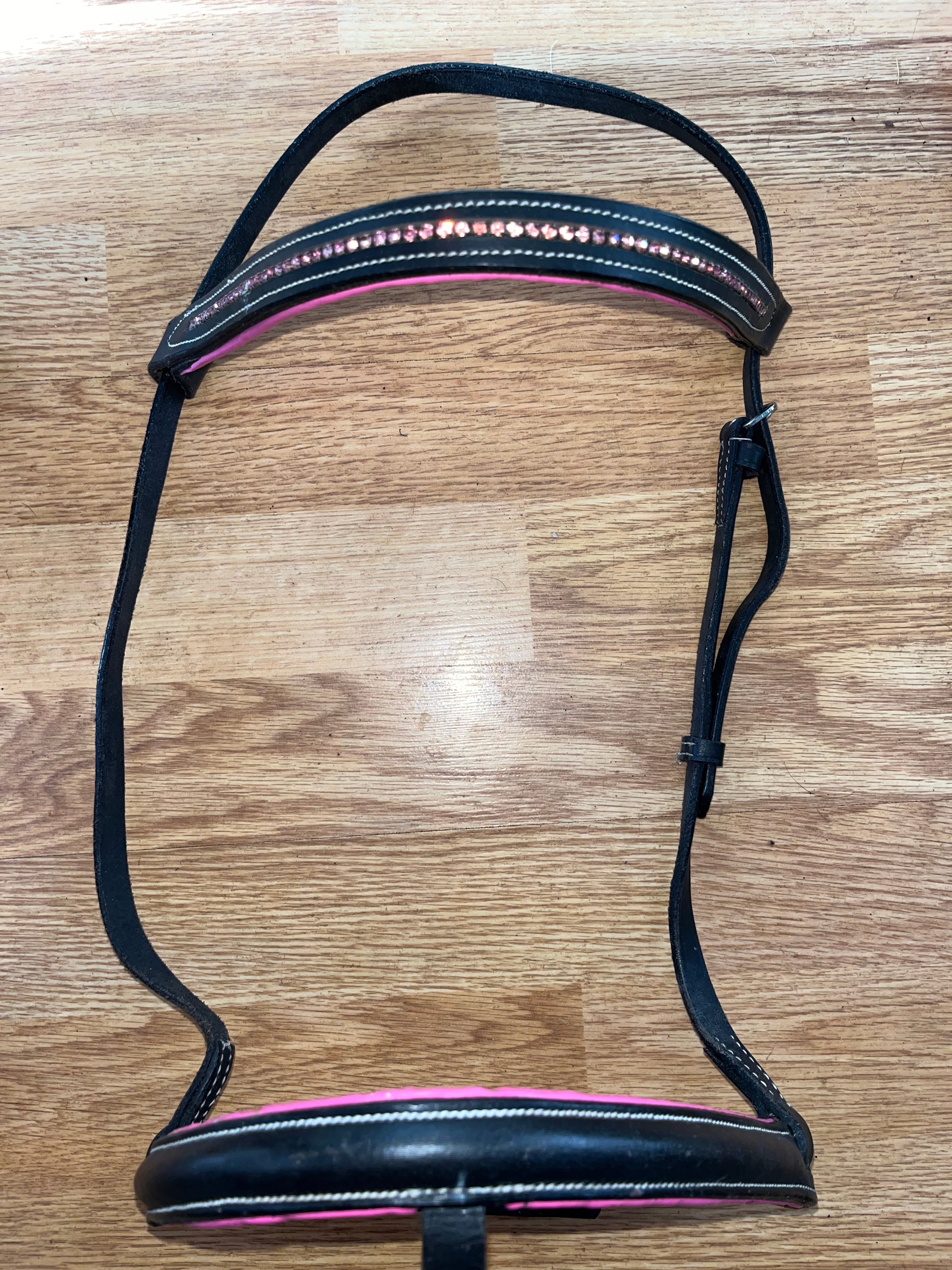 Black / Pink Cob Brow Band And Nose Band #17