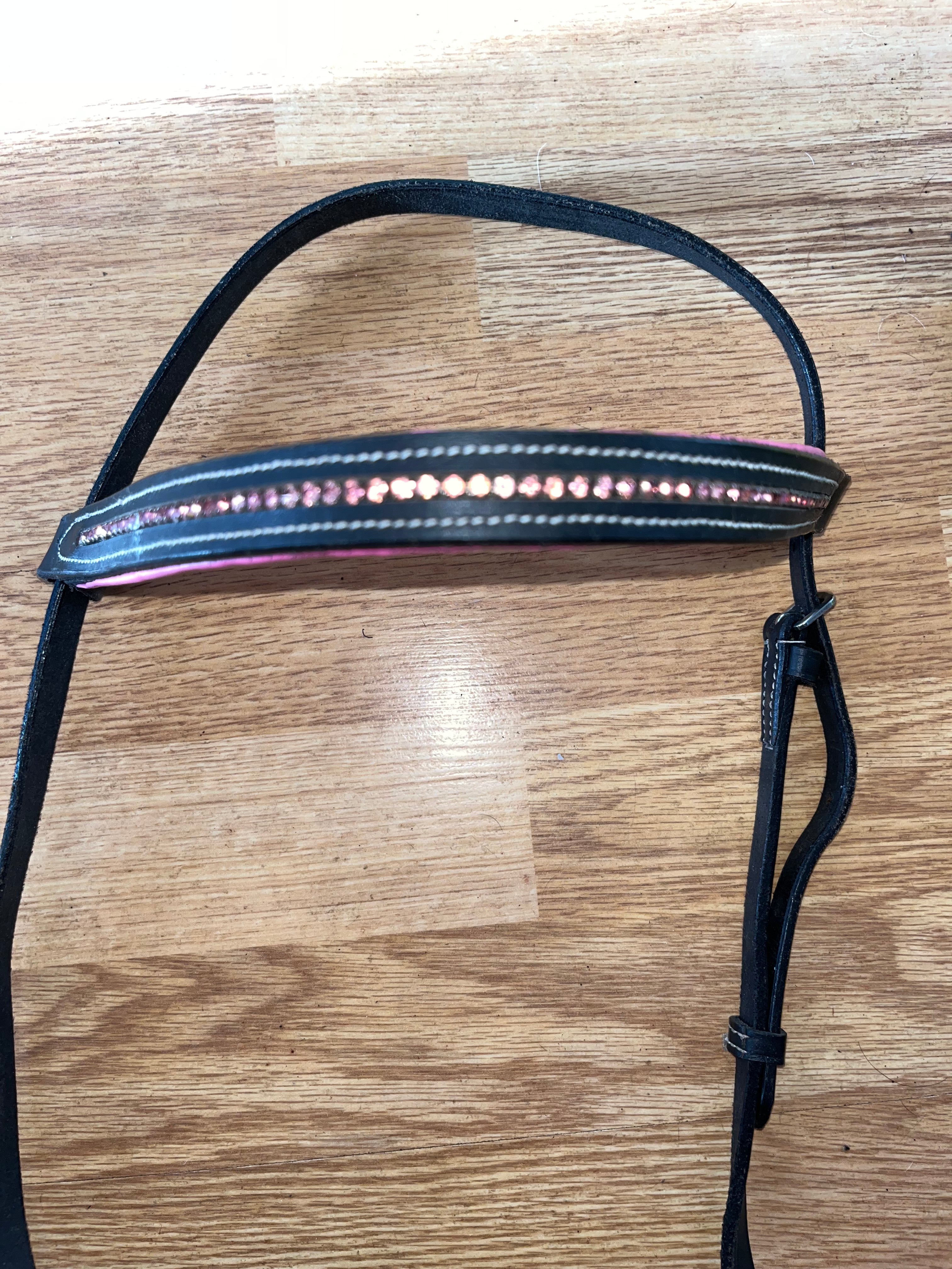 Black / Pink Cob Brow Band And Nose Band #17