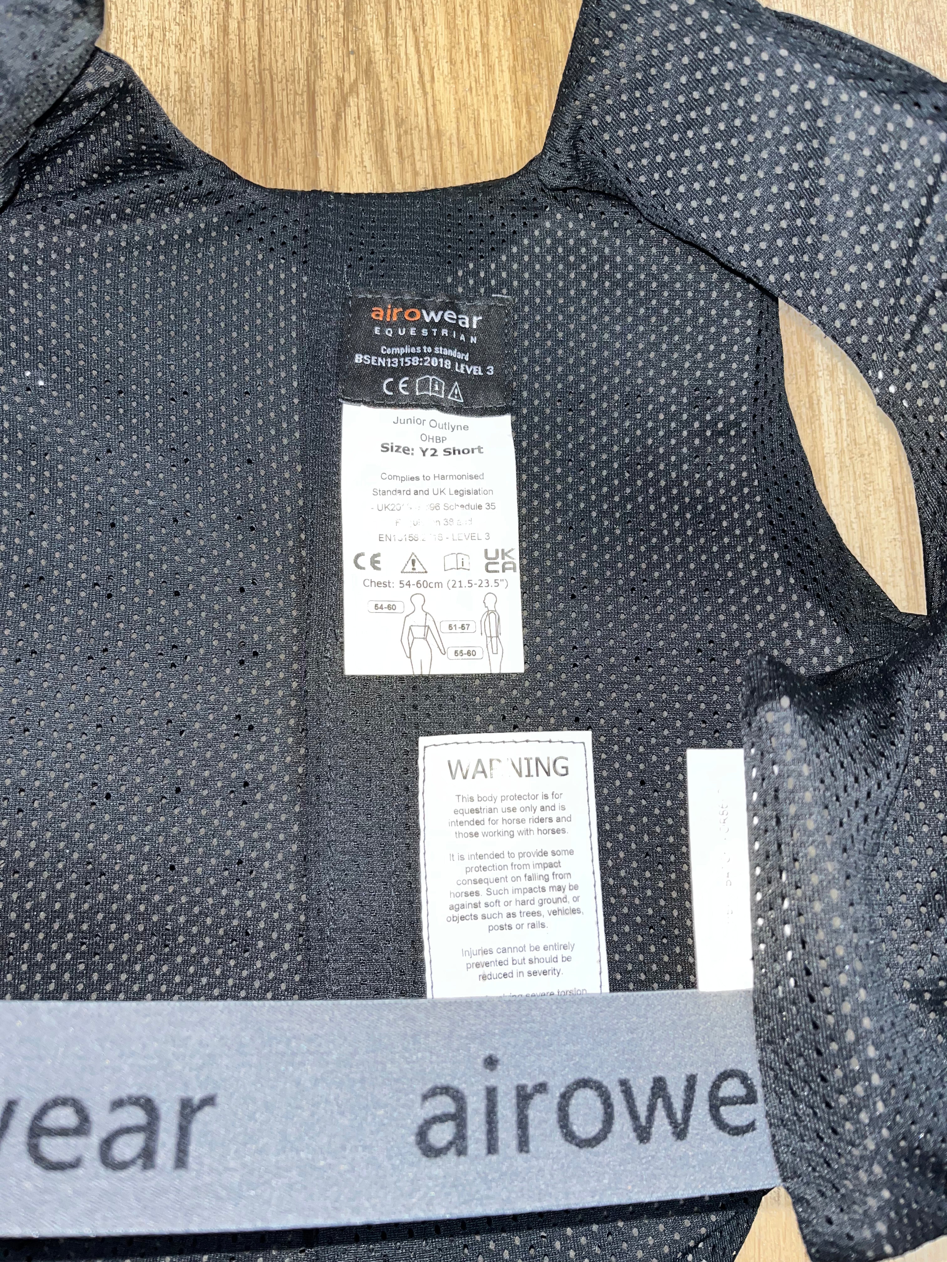 Airowear Junior Outlyne Y2Short 2018 Level 3 Body Protector