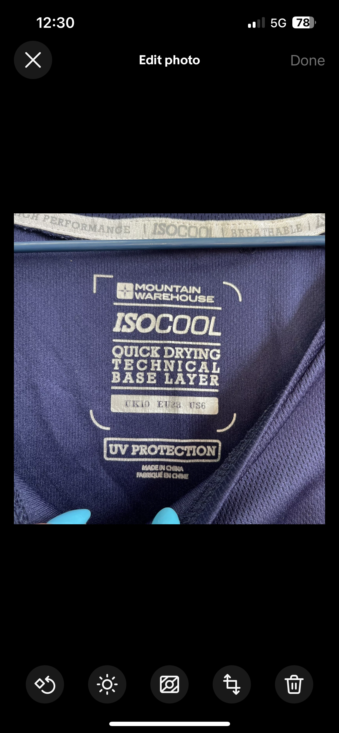 Mountain Warehouse Isocool Base layer Size 10