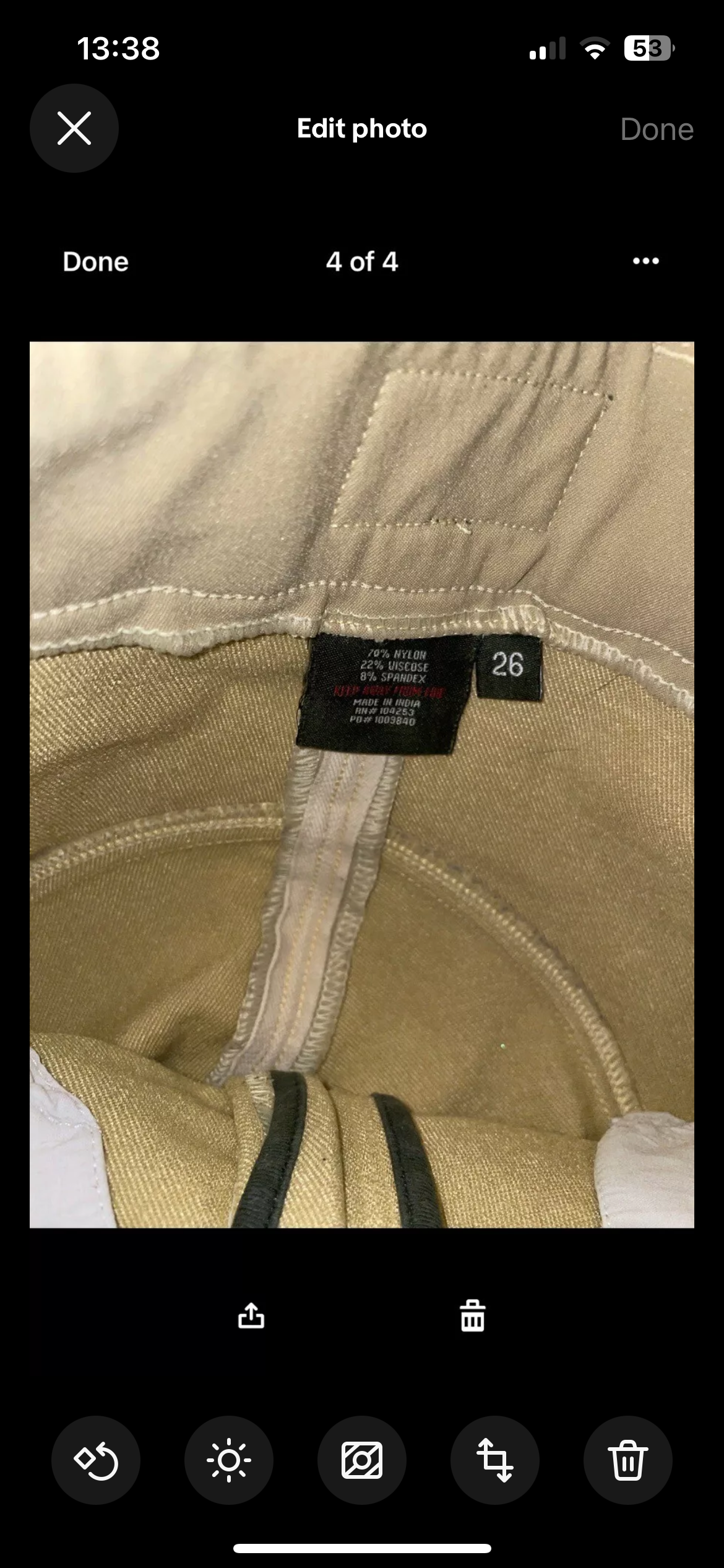 Horseware Beige Breeches With Knee Pads,size 26”.