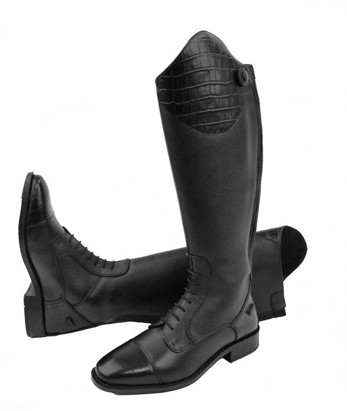 Rhinegold Leather Riding Boots With Mock Croc Trim