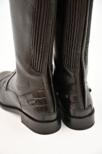 Rhinegold Leather Riding Boots With Mock Croc Trim