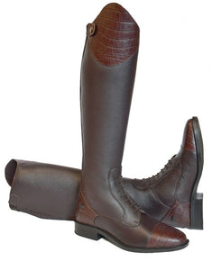 Rhinegold Leather Riding Boots With Mock Croc Trim