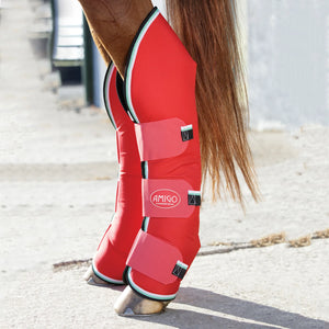 Horseware Pony Size Amigo® Travel Boots Red/Olive Shipping Transport Protection