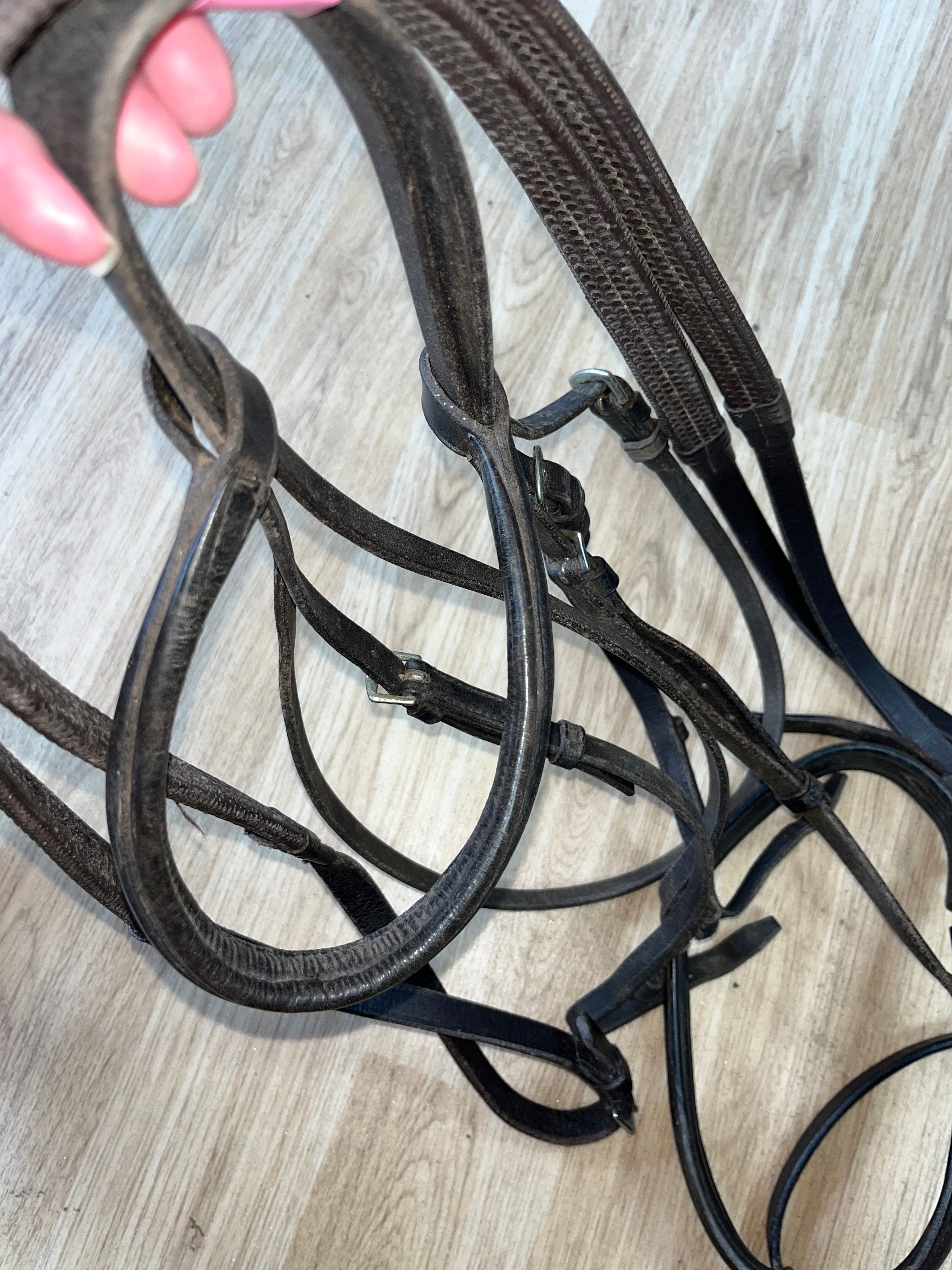 Brown Full Bridle Flash With Pimple Grip Reins #35