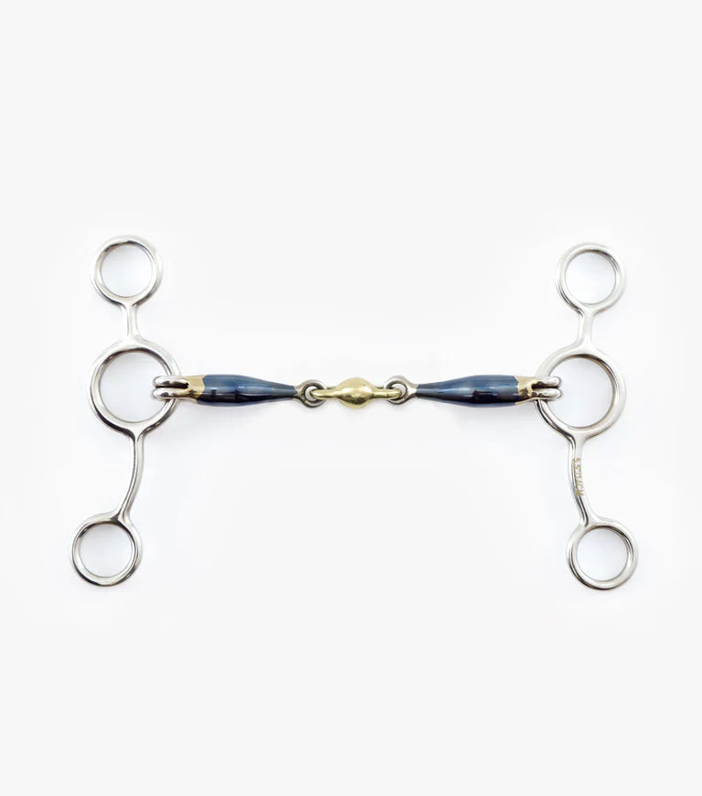 Premier Equine Blue Sweet Iron Tom Thumb Bit with Brass Alloy Lozenge