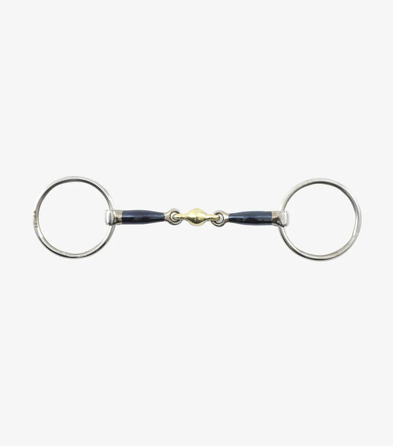 Premier Equine Blue Sweet Iron Loose Ring Snaffle with Brass Alloy Lozenge