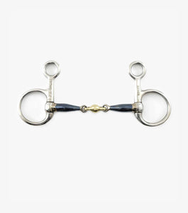 Premier Equine Blue Sweet Iron Hanging Cheek with Brass Alloy Lozenge