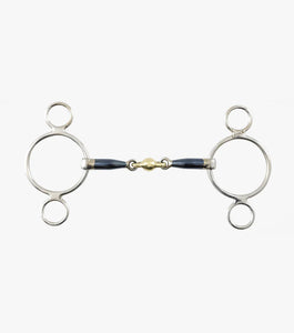 Premier Equine Blue Sweet Iron Two Ring Gag with Brass Alloy Lozenge