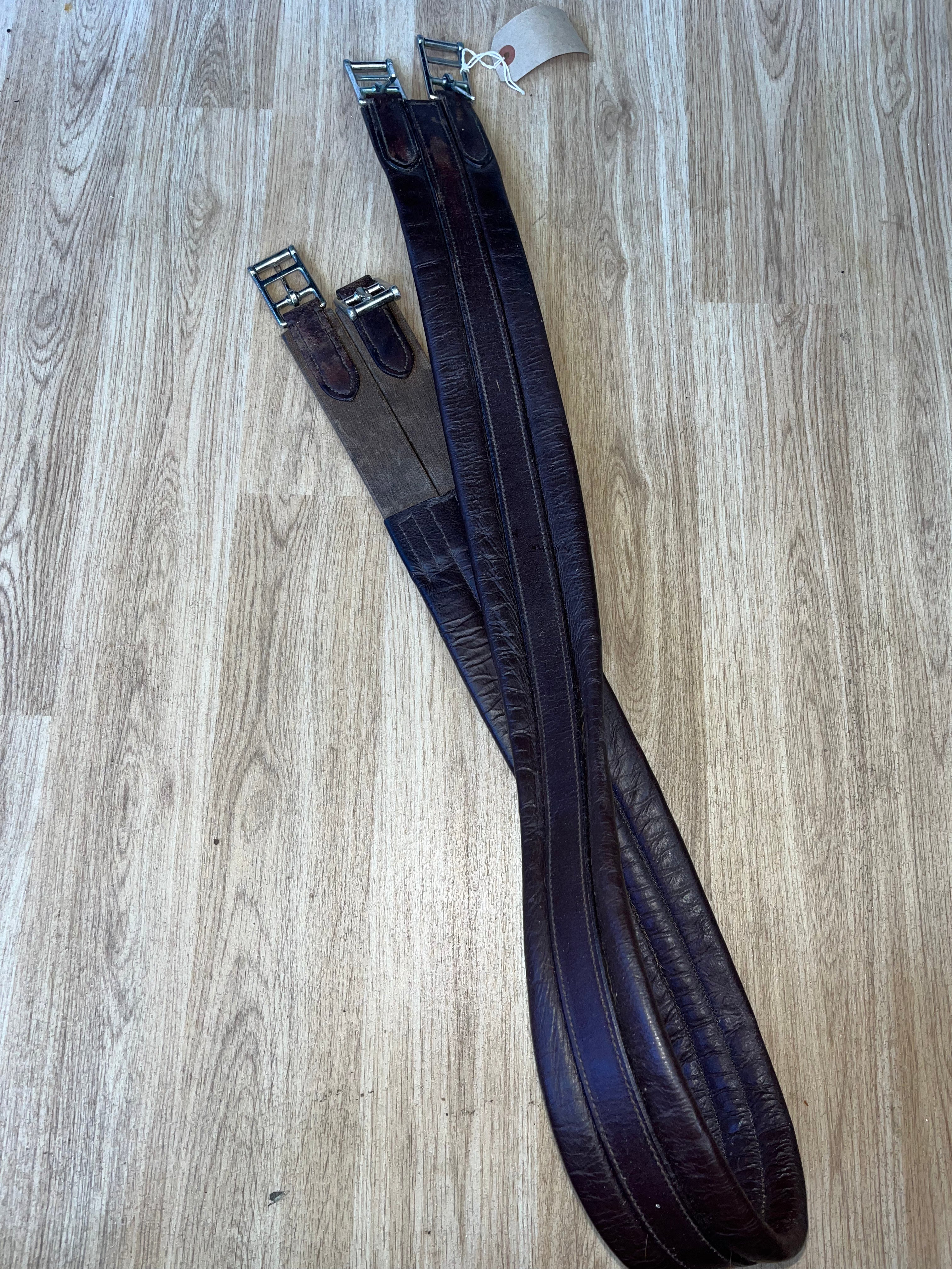 Brown Padded Leather Look Girth Elasicated One End 60’