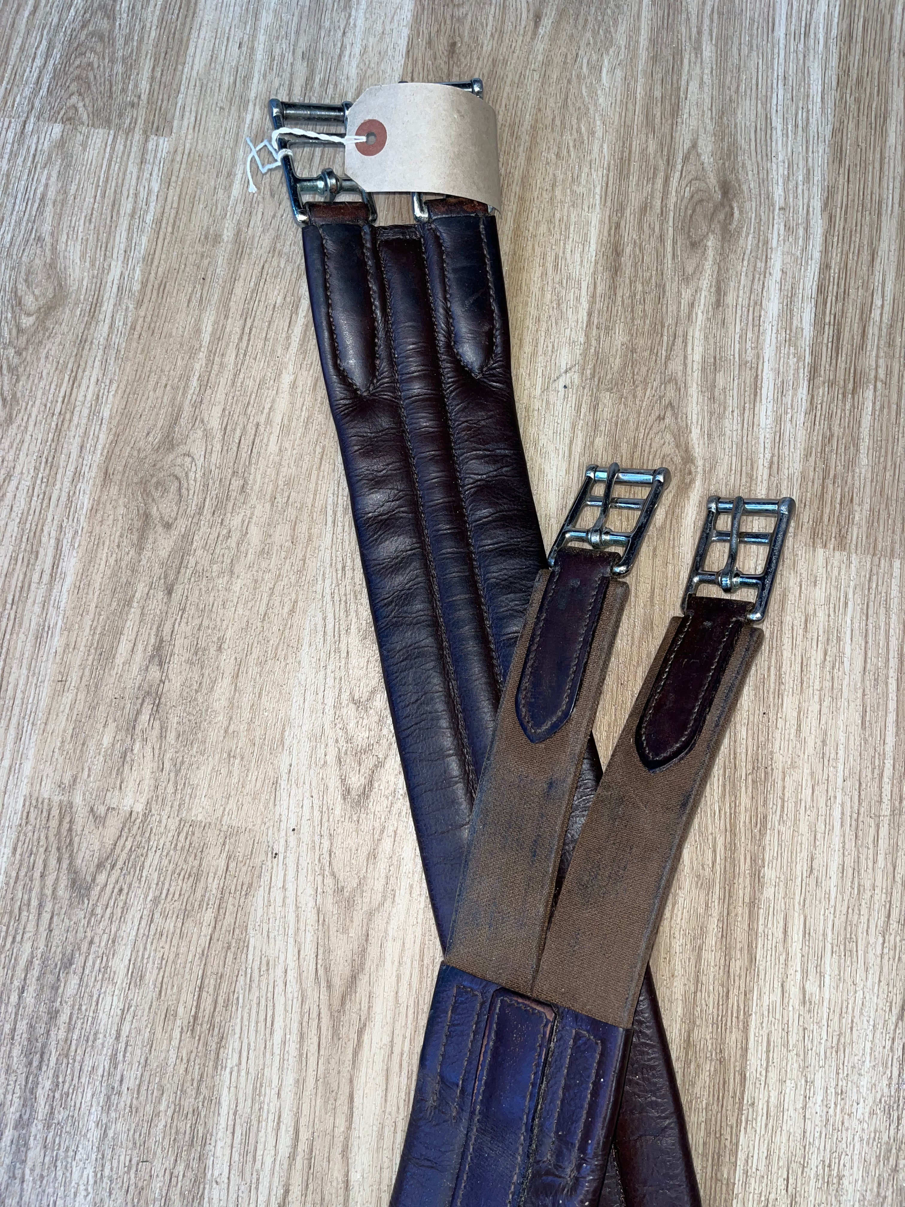 Brown Padded Leather Look Girth Elasicated One End 60’