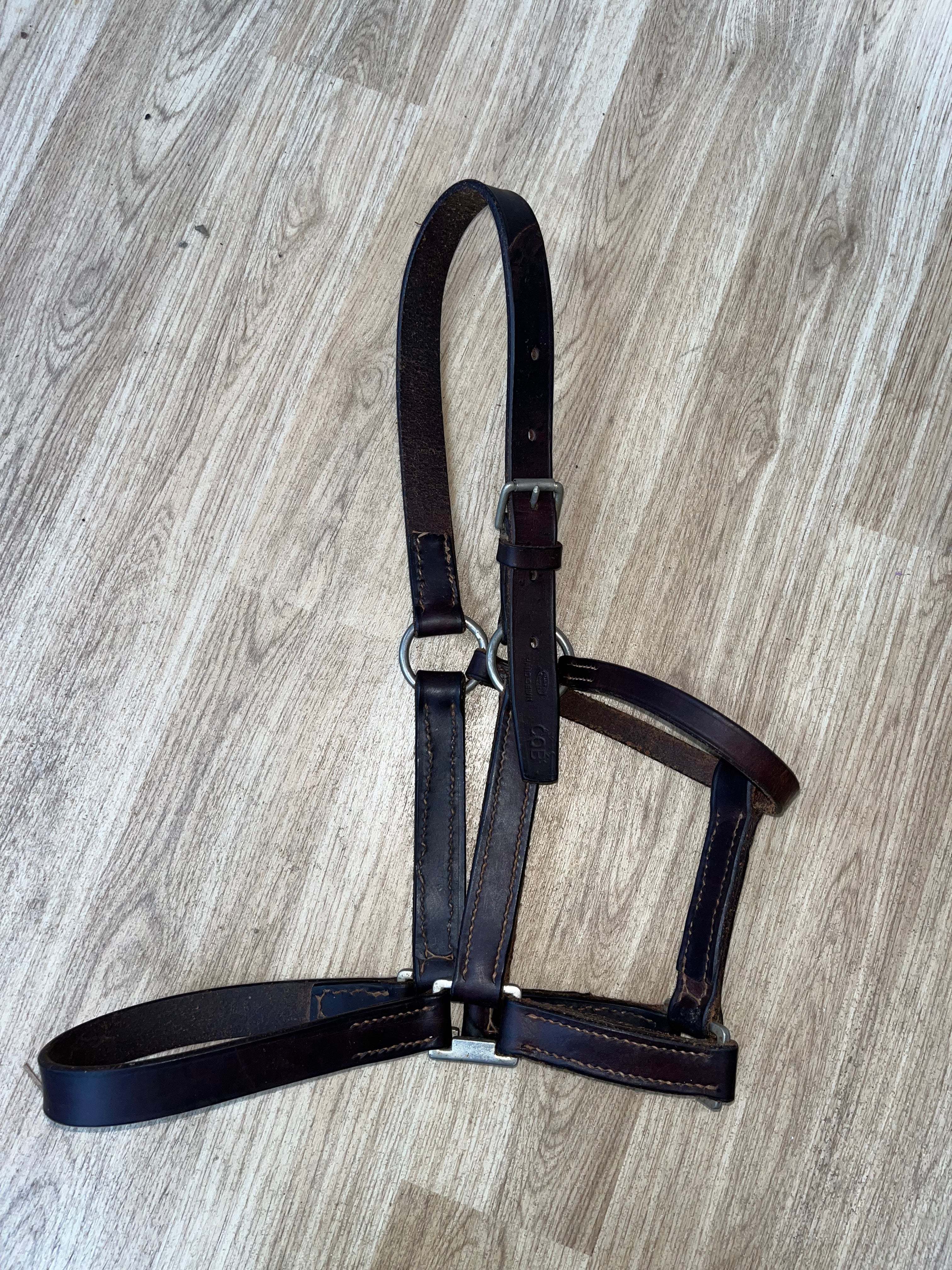 Brown English Leather Hand Sewn  Headcollar Cob