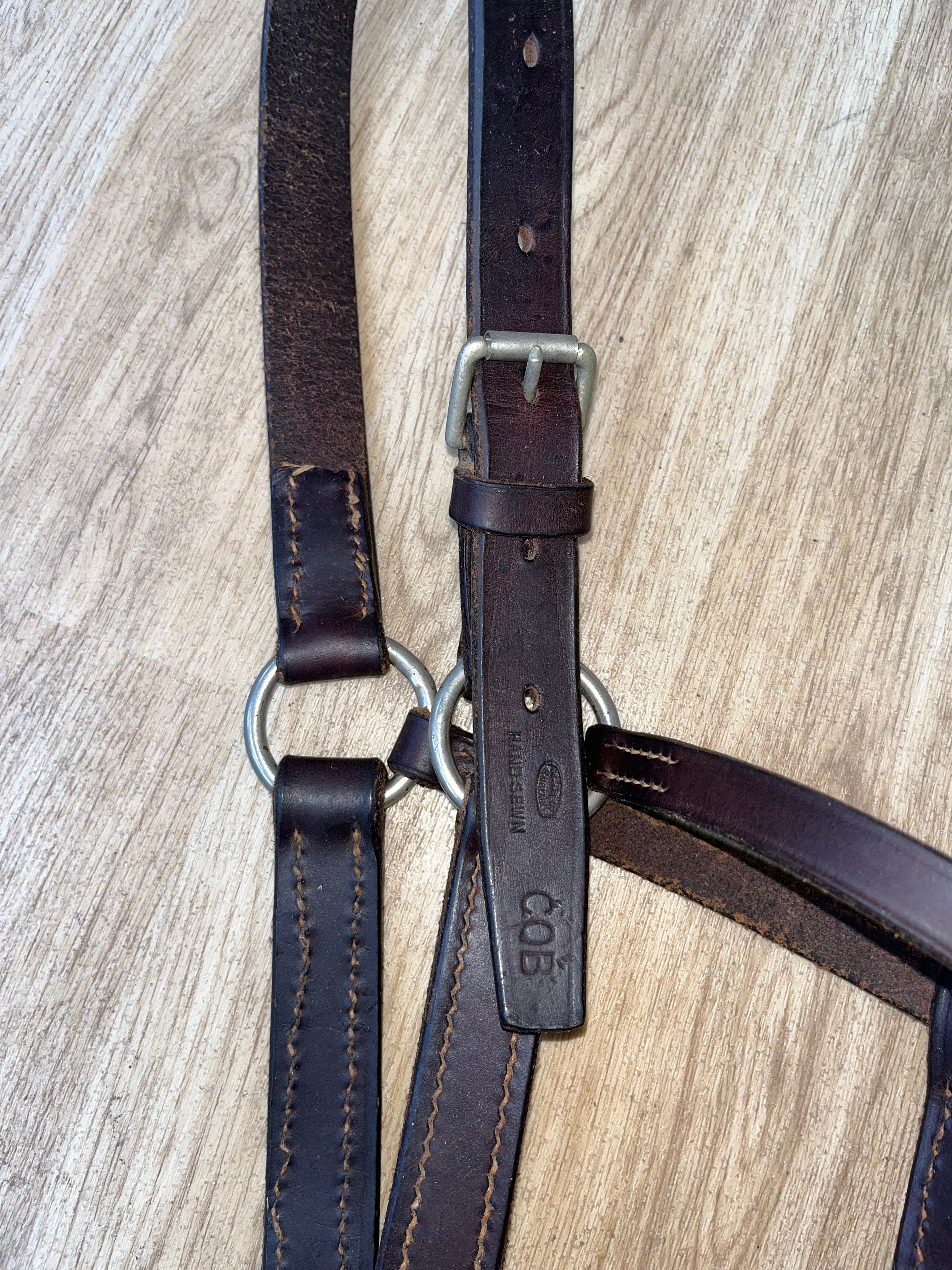 Brown English Leather Hand Sewn  Headcollar Cob