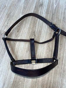 Brown English Leather Hand Sewn  Headcollar Cob