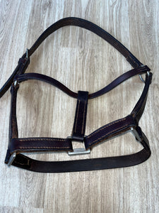 Brown English Leather Hand Sewn  Headcollar Cob