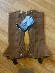 Shires Brown Suede Childs Large Half Chaps