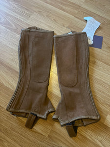 Shires Brown Suede Childs Large Half Chaps