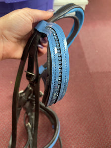 Blue Diamanté Bridle - Full - Brown