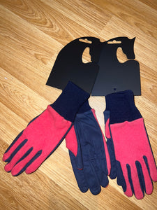 Childrens Navy & Pink Fleece Gloves