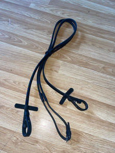 Black Pony Half Rubber Lined Reins