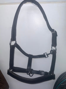 Black Leather Pony Headcollar